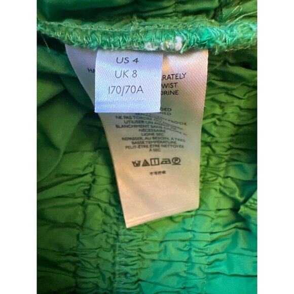Maeve Anthropologie Green Smocked Ruffle Crop Top Size US 4 UK 8 - Picture 4 of 6